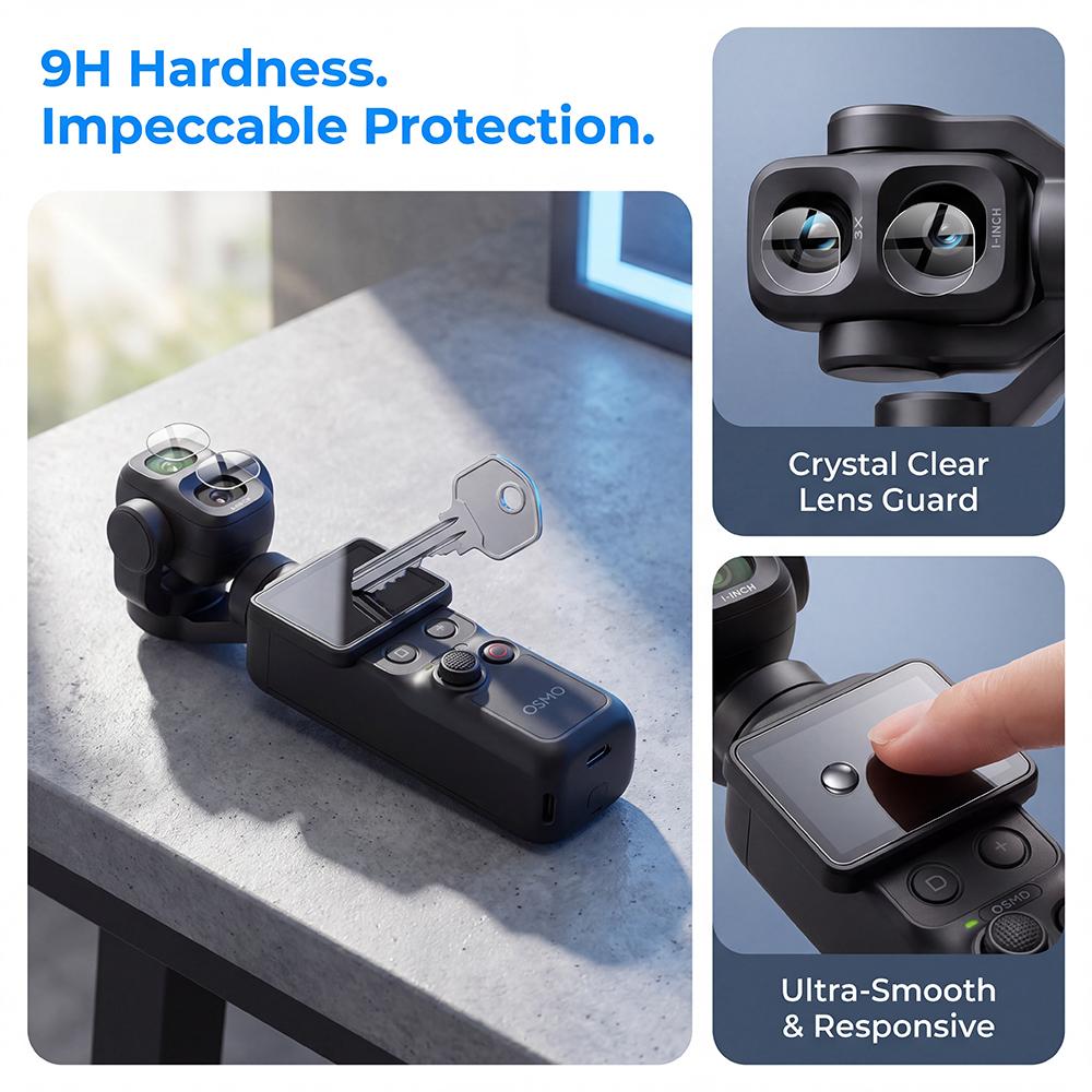 9H Tempered Glass For DJI Osmo Pocket 4 Pro Ultra-Clear Glass Camera Lens Screen Protector Film For DJI Pocket 4P Accessories 4