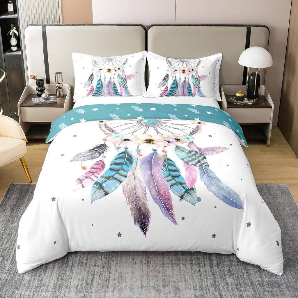 Hippie Flower Three-Piece Quilt Cover 3D Digital Printing Bedding Set Bed Cover