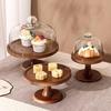 Walnut High-footed Wooden Cake Tray with Glass Lid