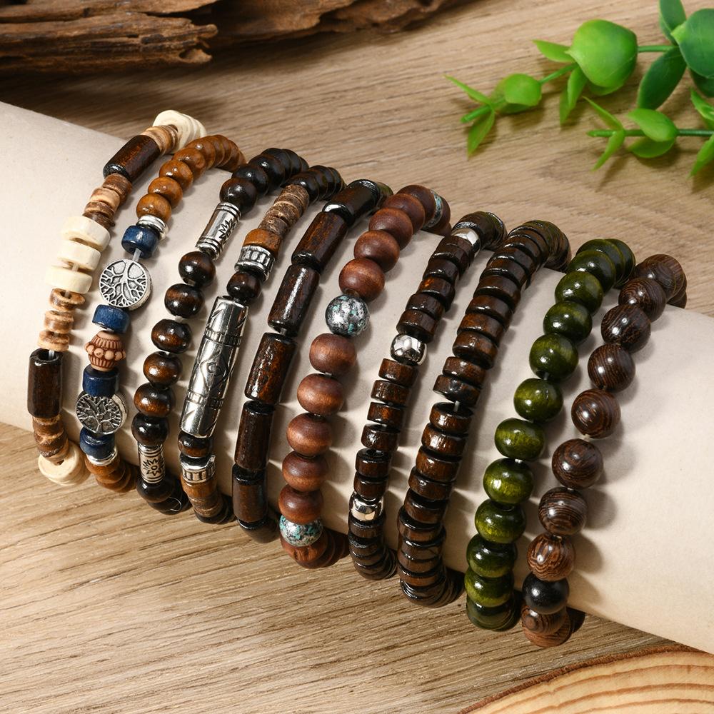 Bohemian Coconut Shell Wood Bead Beaded Elastic Line Men's Bracelet Bracelet
