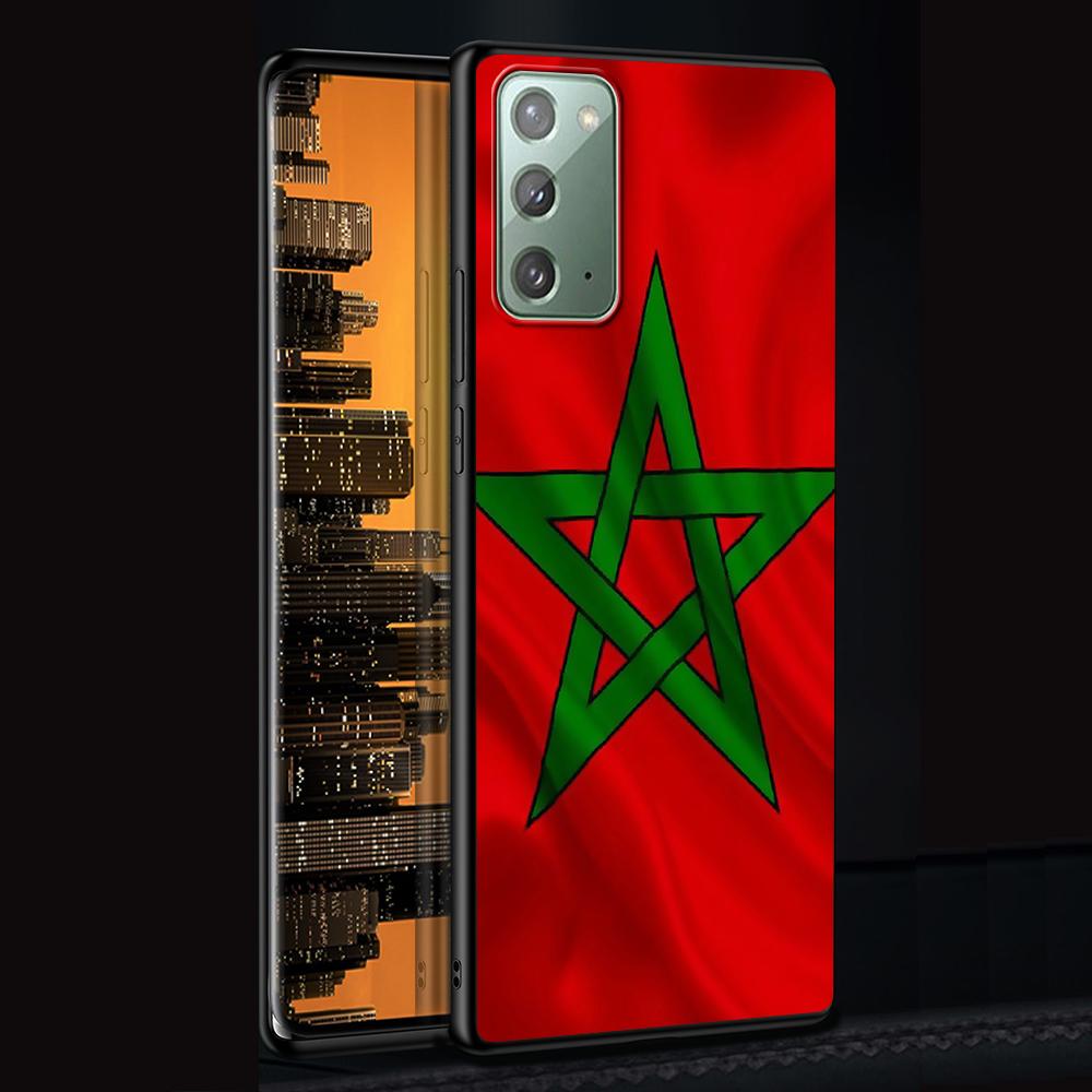 Morocco Flag Case for Samsung Galaxy Note 20 Ultra 10 Lite 9 8 A53 A52 A12 S22 S21 FE S20 Plus Silicone Black Phone Cover