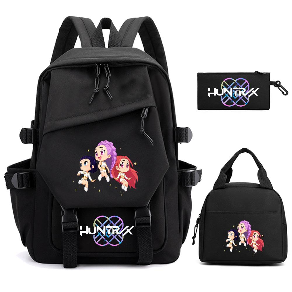 3 Stück/Set Cartoon Kpop Dämonenjäger Bedruckter Rucksack für Teenager Kinder Schüler Große Kapazität Schultasche Mädchen Geschenk Frauen wasserdichte Reisetasche