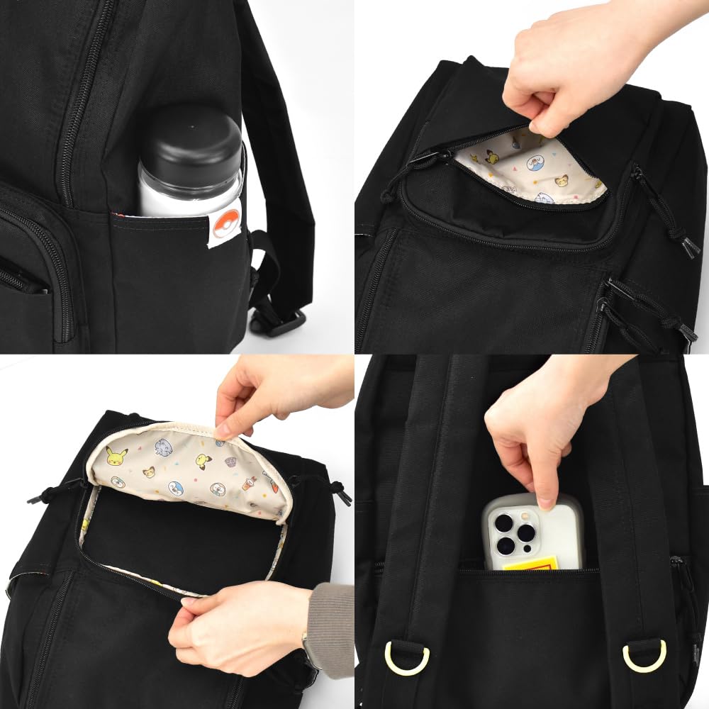 Marimo Craft Poké Piece Pokémon Square Zip Backpack, Black, W27 x H37 x D13cm, PKP-049