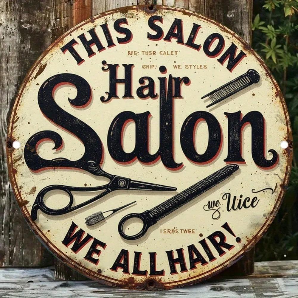 Retro Beauty Salon Metal Wall Sign 8x8 Inch Rustic Iron Art Decor For Home Office Bar Entryway