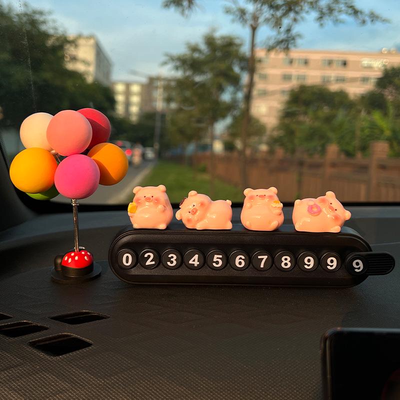Adorable Pig Parking Phone Number Plate - Car Interior Ornament