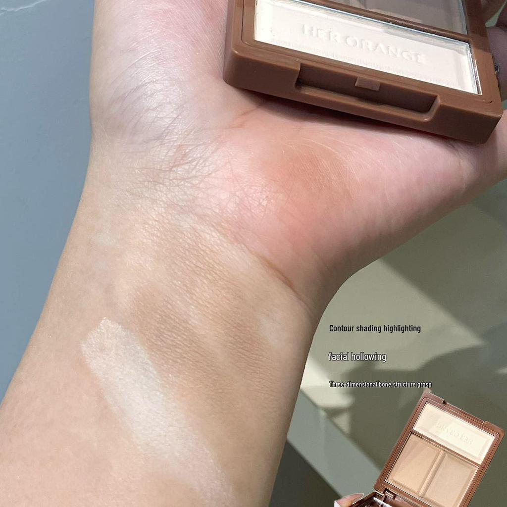 Palette 3-in-1 Highlight & Contour HERORANGE: Finitura Opaca Naturale per Viso e Naso.