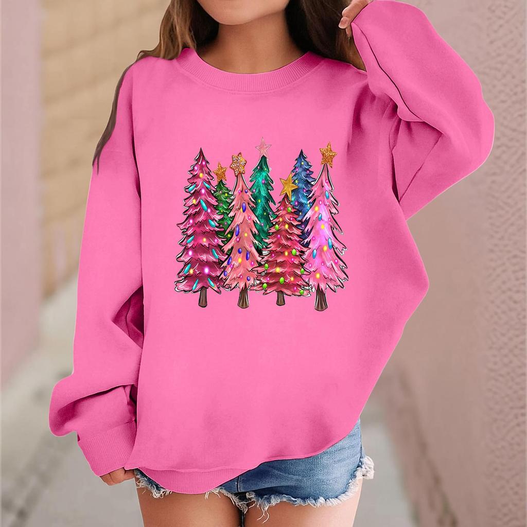 Children's Fashionable Casual Long-sleeved Loose Christmas Print Pullover Sweatshirt