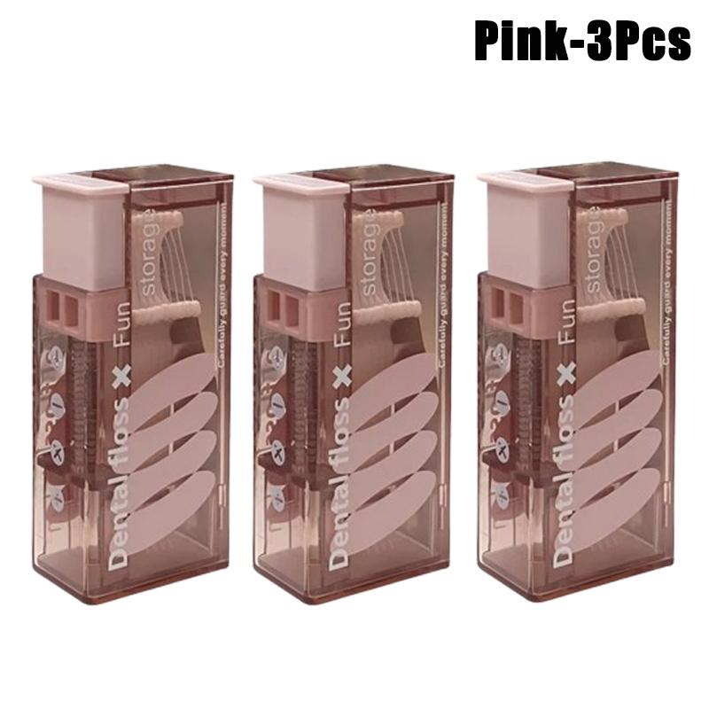 Portable Floss Dispenser Includes 10Pcs Floss Automatic Ejectable Floss Organiser Oral Care Press-on Disposable Flossing Sticks