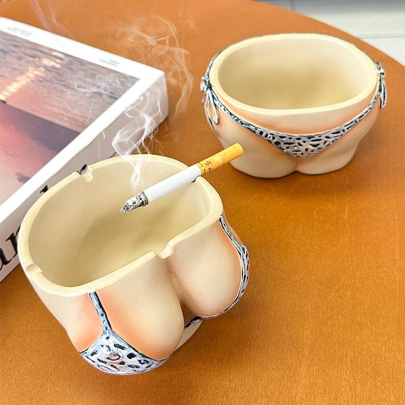 Cartoon Ashtray Sexy Leopard Print Bikini Cigar Ashtray Naked Woman Desktop Storage Container Smoking Accessories