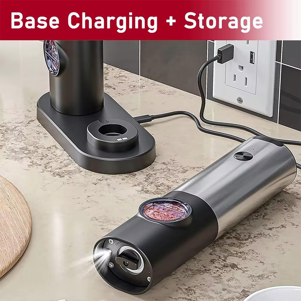 USB Rechargeable Electric Salt Pepper Grinder with Charging Dock Electric Salt Pepper Grinder with Adjustable Thickness Grinder