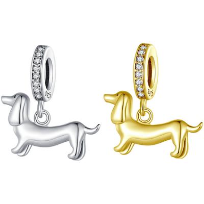 Populaire Teckel S925 Sterling Zilveren Hanger Accessoires, Schattige Puppy Dier Handgemaakt DIY Armband Kralen