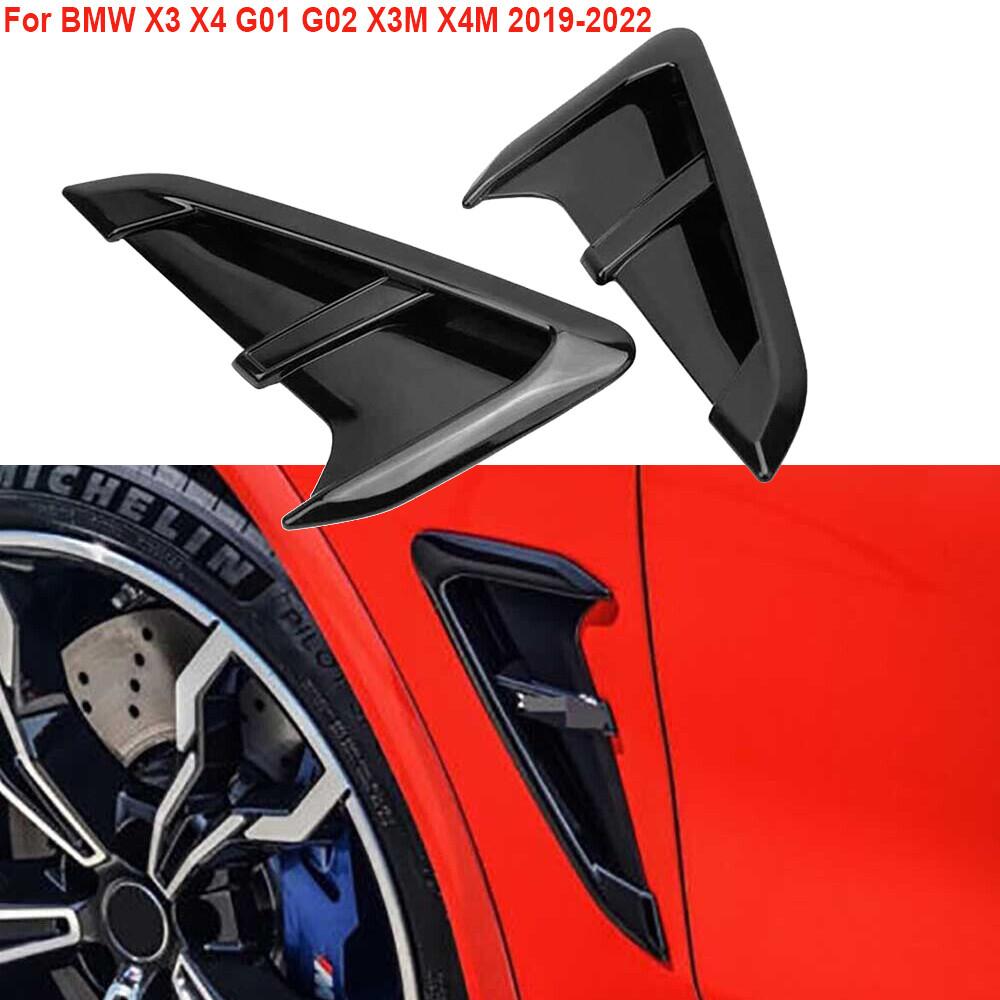 Coppia Copertura Uscita Aria Sfiato Laterale Parafango Nera in ABS per BMW X3 G01 X4 G02 2018-2022