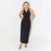 Summer New Women's Minimalist Slit Maxi Dress, Fashion Lapel Sleeveless Dress for Women European American Style