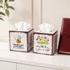 Cute Watercolor Animal Art Organizer Iron Square Tissue Box, Bee And Bird Print Decorative Storage for Cafe Breakfast Holder, Pastoral