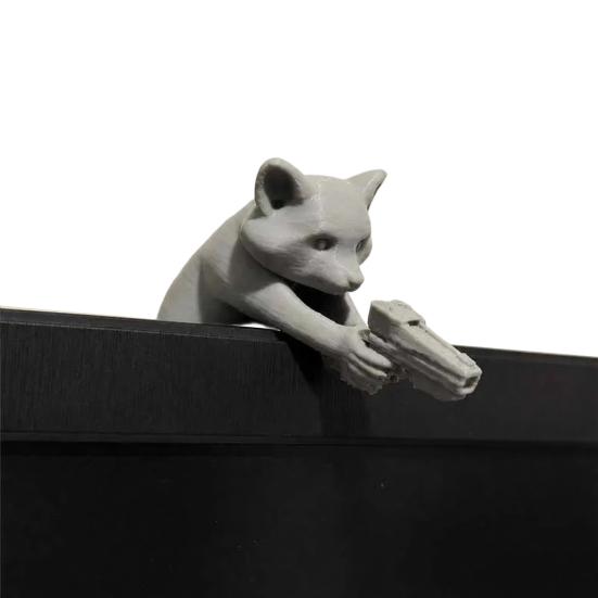 Resin Animal Figurine Computer Monitor Decor, Cute Mini Animal Statues for Car Dashboard, Funny Desk TV Photo Frame Decorations