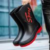 Fashion 2025Mid-calf Rain Boots Men Slip-On Waterproof Rubber Rain Shoes Work Mud Boots Warm Durable Non-Slip Boots Farming Fishing Camp