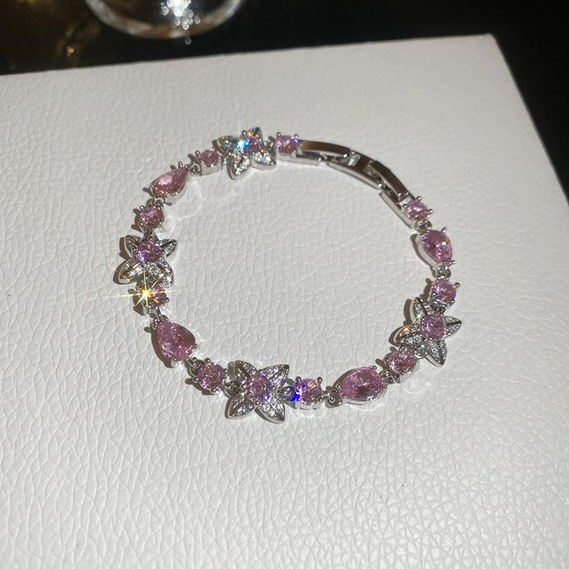 Symphony Starlight~ Super Sparkling Zircon Flower Bracelet Light Luxury High-end Exquisite Bracelet Sweet ins Wind Versatile Jewelry