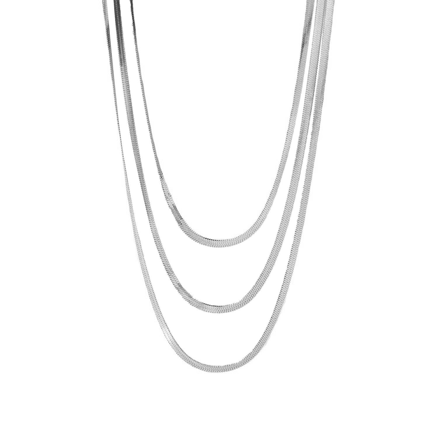 

INS Новое модное универсальное ожерелье из титановой стали с геометрическим узором, позолоченное 18-каратное золото, 3 мм, тройная цепочка с лезвиями, аксессуары для женщин