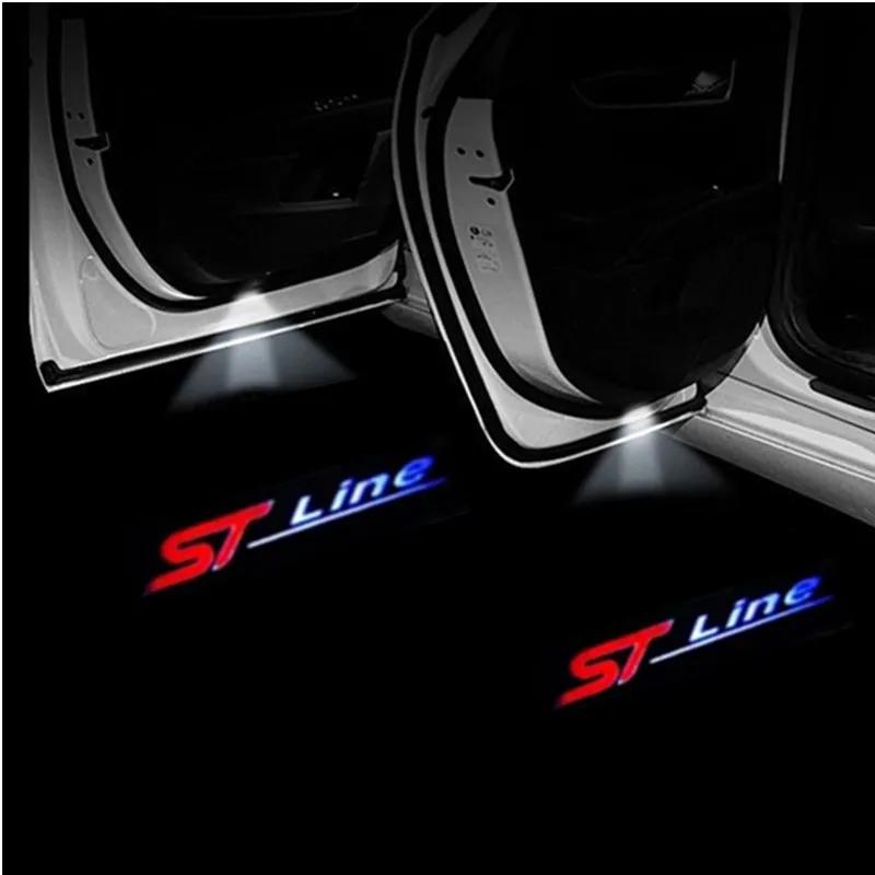 2PCS For Ford Mondeo Kuga Focus ST Line Car Door HD LED Lamps Projector Courtesy Welcome Light 2PCS