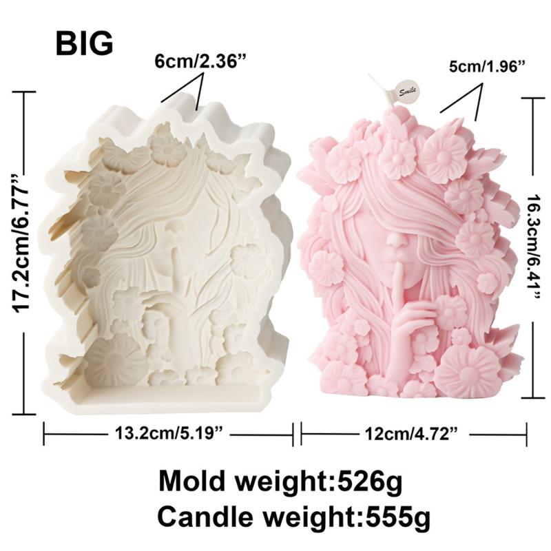 Beautiful Flower Girl Shaped Silicone Mold Unique Floral Girls Candle Crafting Mold Silicone Mold for Artistic Crafters