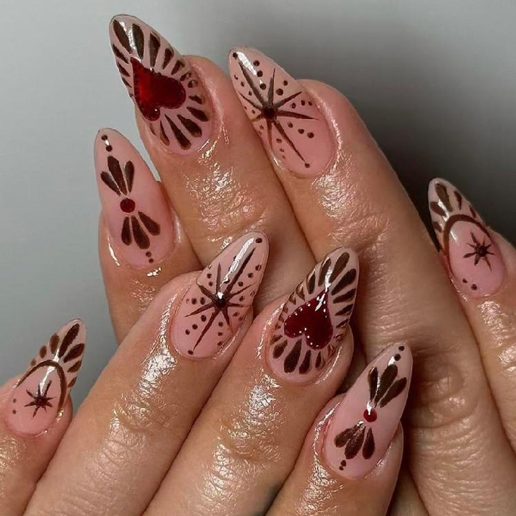 

24PCS Quick Apply False Nail Press On Nail Featuring Sparkling Accents Fast Beauty Busy Lifestyles 1
