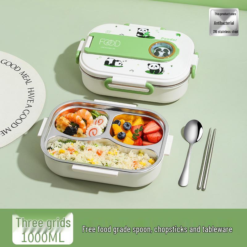 "Children's Insulated 316 Stainless Steel Lunch Box with Compartment Tray"