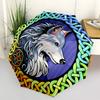 1pc Wolf Celtic Knot Folding Umbrella, Durable, Suitable for Outdoor Activities or Rain, Suitable for Commuting yy251027088