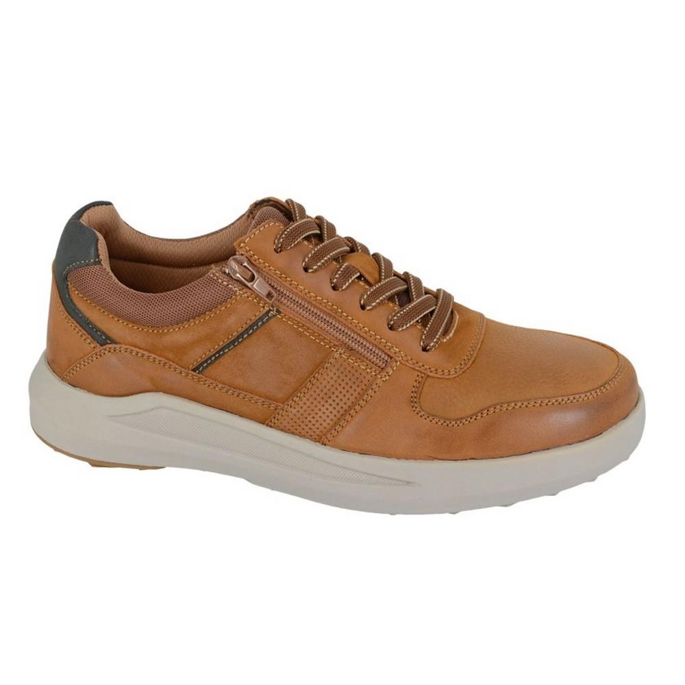 Route 21 Mens Original Denim Leather Zip Trainers