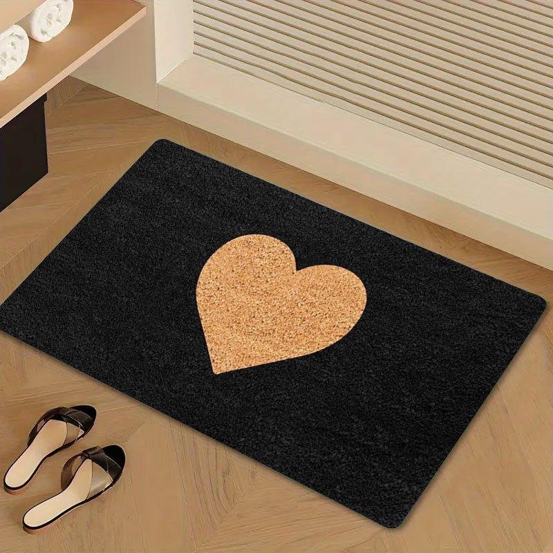 Heart Shaped Non-Slip Floor Mat Absorbent Washable Decorative Area Rug for Entrance Outdoor Bathroom Home Camping