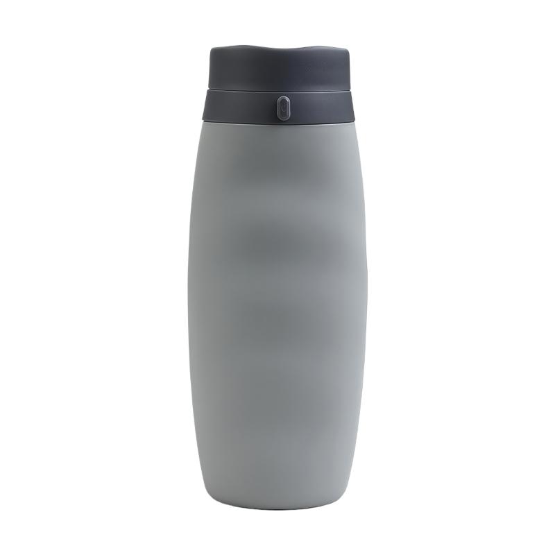 

Foldable Camping Water Bottle Food Grade Silicone Texture Suitable for Hot and Cold Drinks Ideal for Hiking and Picnics сірий колір
