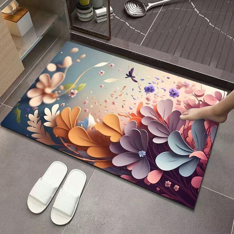3D Expansion Wind Three-dimensional Diatom Mud Floor Mat Bathroom Toilet Water Absorption Non-slip Mat Household Toilet Foot Mat Quick Drying
