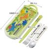 Skater Cutlery Set for Kids, Lunch Box, Chopsticks, Spoon, and Fork, Made in Japan, Sliding Cutlery with Name Stickers, Antibacterial, Trio Set, Dinos