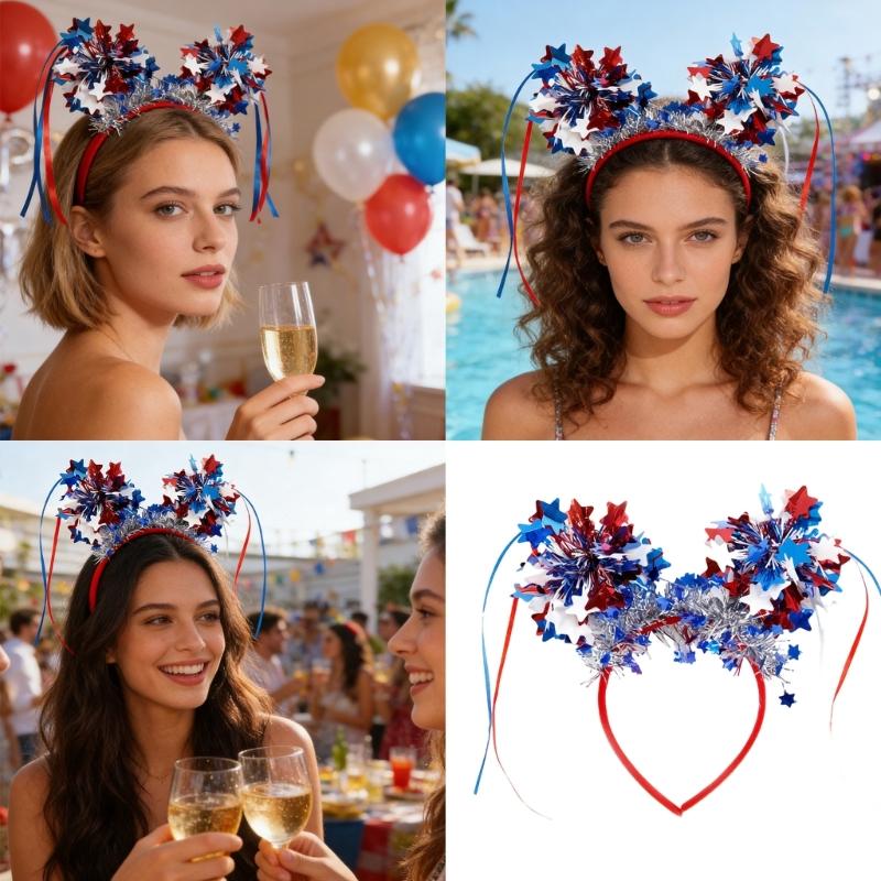 Patriotic Headband For Independence Day With Stripes Design Comfortable Plastic Hair Accessories For Adults Kids