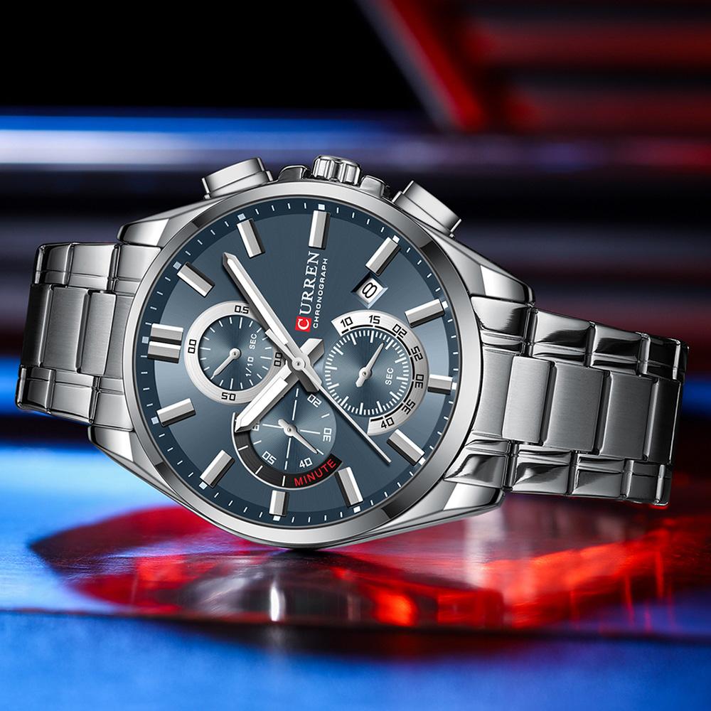 Fashion Full Stainless Steel Watches Wateproof Casual Mens Watch Analog Sport Wristwatch Date Quartz Clock Male