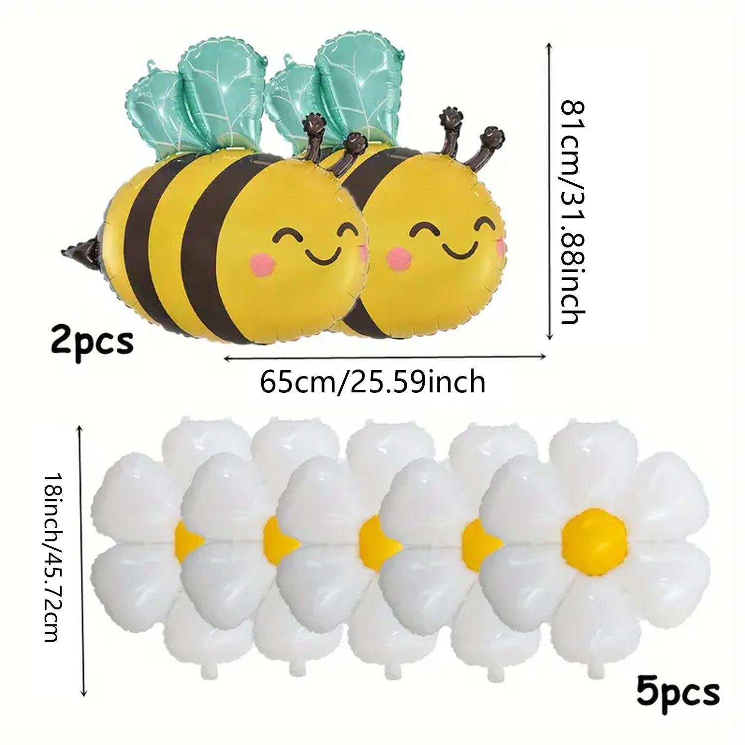 

2 шт. Воздушный шар «Пчела», 5 шт. Воздушных шаров из фольги в виде цветка маргаритки, Воздушный шар из фольги в виде шмеля для тематики «Пчела маргаритка», «День рождения, детский душ, свадьба, вечеринка, украшения, принадлежности