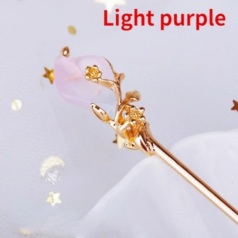 1PC Antique Glass Hairpin Hanfu Ancient Fashion Hair Accessories with Headwear Versatile Simple Style Decorative Accessories