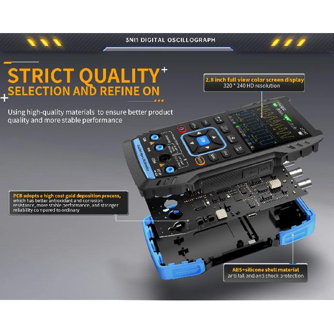 FNIRSI 2C53T Multimeter, Digital Oscilloscope, Signal Generator 3-in-1, 50MHz Dual Channel