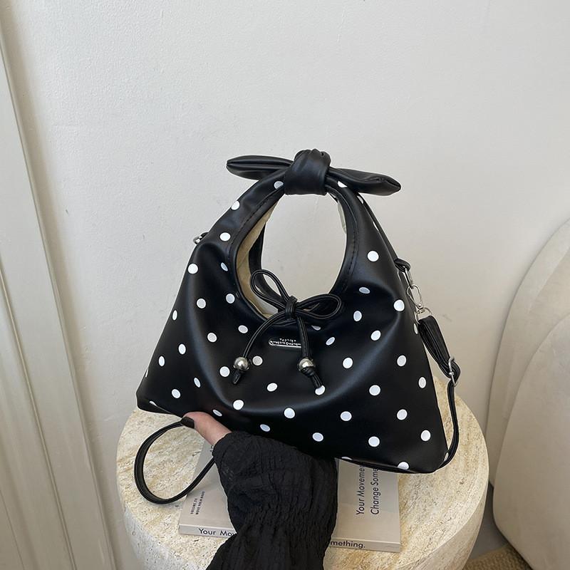 Pu Retro Polka Dot Duffle Bag With Magnetic Closure For Daily Casual Use