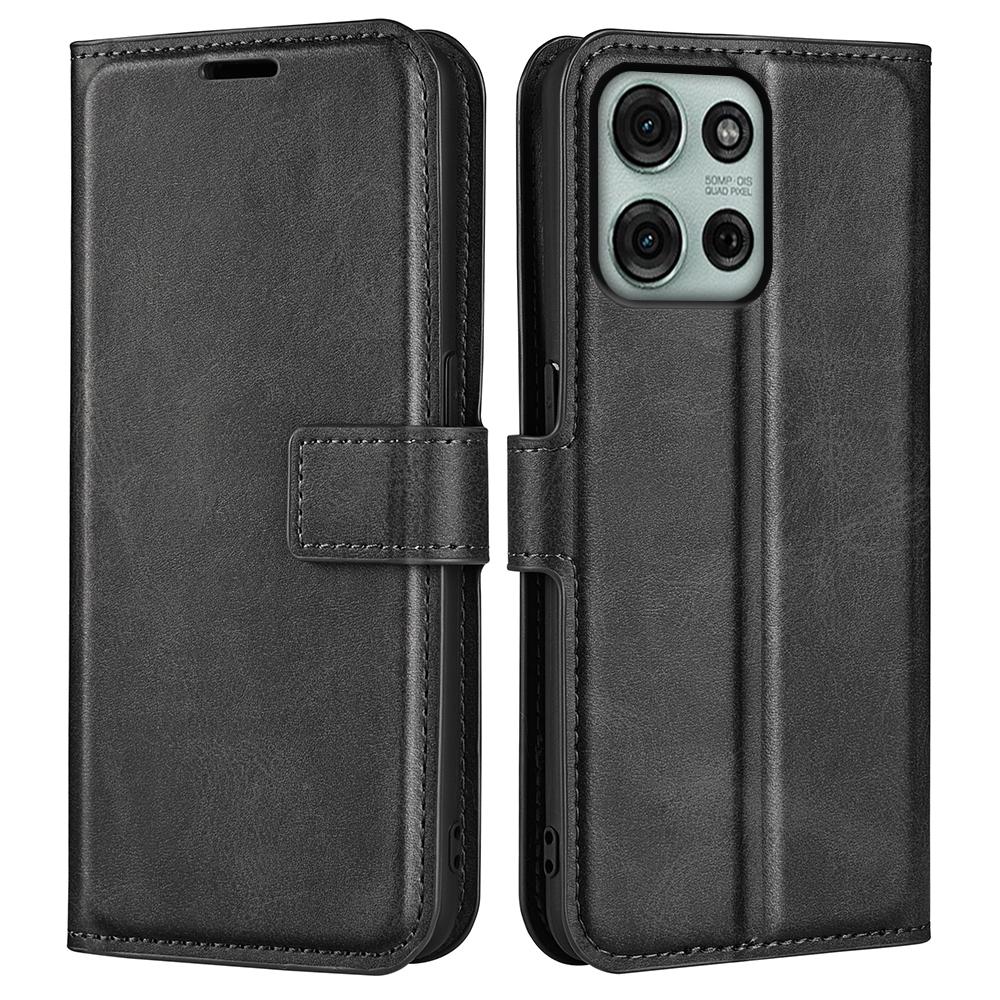 For Motorola Moto G75 5G Stand Case Anti-Scratch Calf Texture Leather Phone Cover