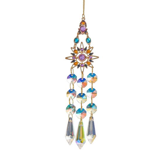 Faux Crystal Suncatcher Decoration Indoor Outdoor Garden Window Wall Hanging Rainbow Maker Sun Moon Star Ornament Pendant