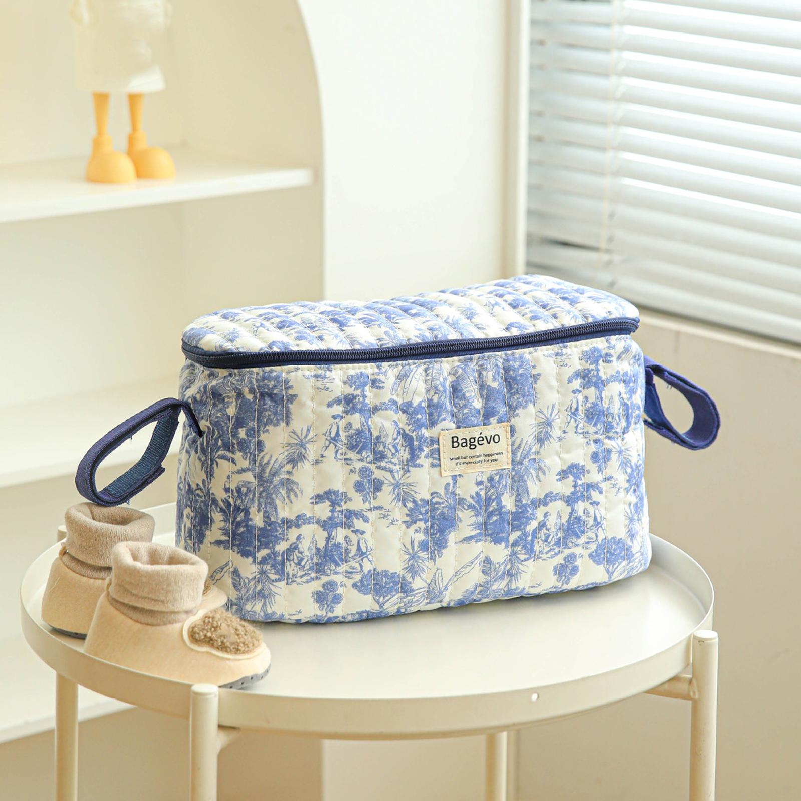 

Квітчаста стьобана велика дорожня сумка для дитячих підгузків на блискавці, дорожній органайзер для мами, тата, жінок, чоловіків, хлопчиків, дівчаток синій