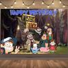 G&Gravity F-Falls Theme Birthday Party Decoration Cartoon Backdrop Banner Cake Topper Number Balloon Baby Shower Party Supplies