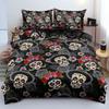 Large 3D Skull Duvet Cover Halloween Bedding Set Spooky Bedding Set For Boys Horror Gothic Bedroom Decor 3 Piece Set No Quilt