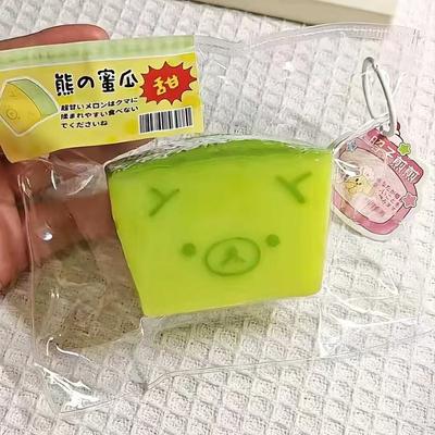 Rilakkuma Honigmelone Scheiben Squishy Slow Rebound Silikon Quetschspielzeug zur Stressbewältigung