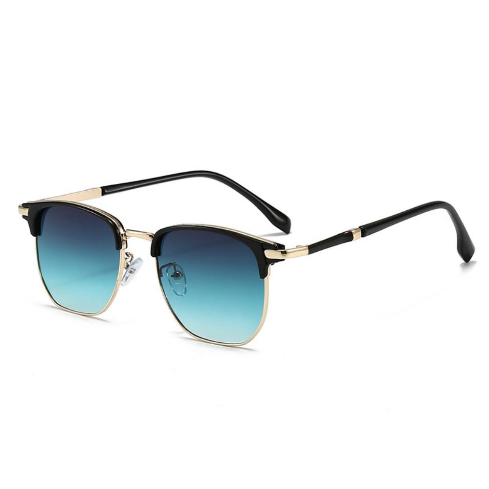 Vintage Half Frame Sunglasses for Women and Men Fashion Metal Sun Glasses UV400  Eyewear Travel Driving Sunscreen Glasses