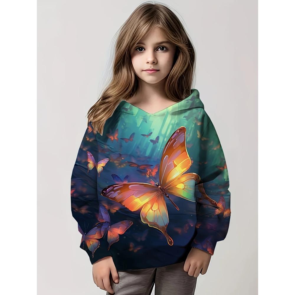 Autumn Comfortable Sports Leisure Long Sleeved Pullover Hooded Sweatshirt Children Cartoon Cat 3d Pattern Loose Versatile Pocketless Hoodies