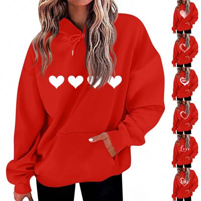 Damen Locker Bequem Lässig Mode Charakterdruck Kapuzenpullover Langarm