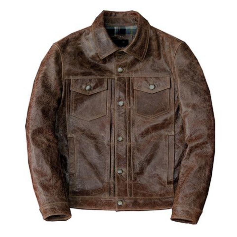 Американская ретро-куртка из воловьей кожи с воском первого слоя — фото 6
