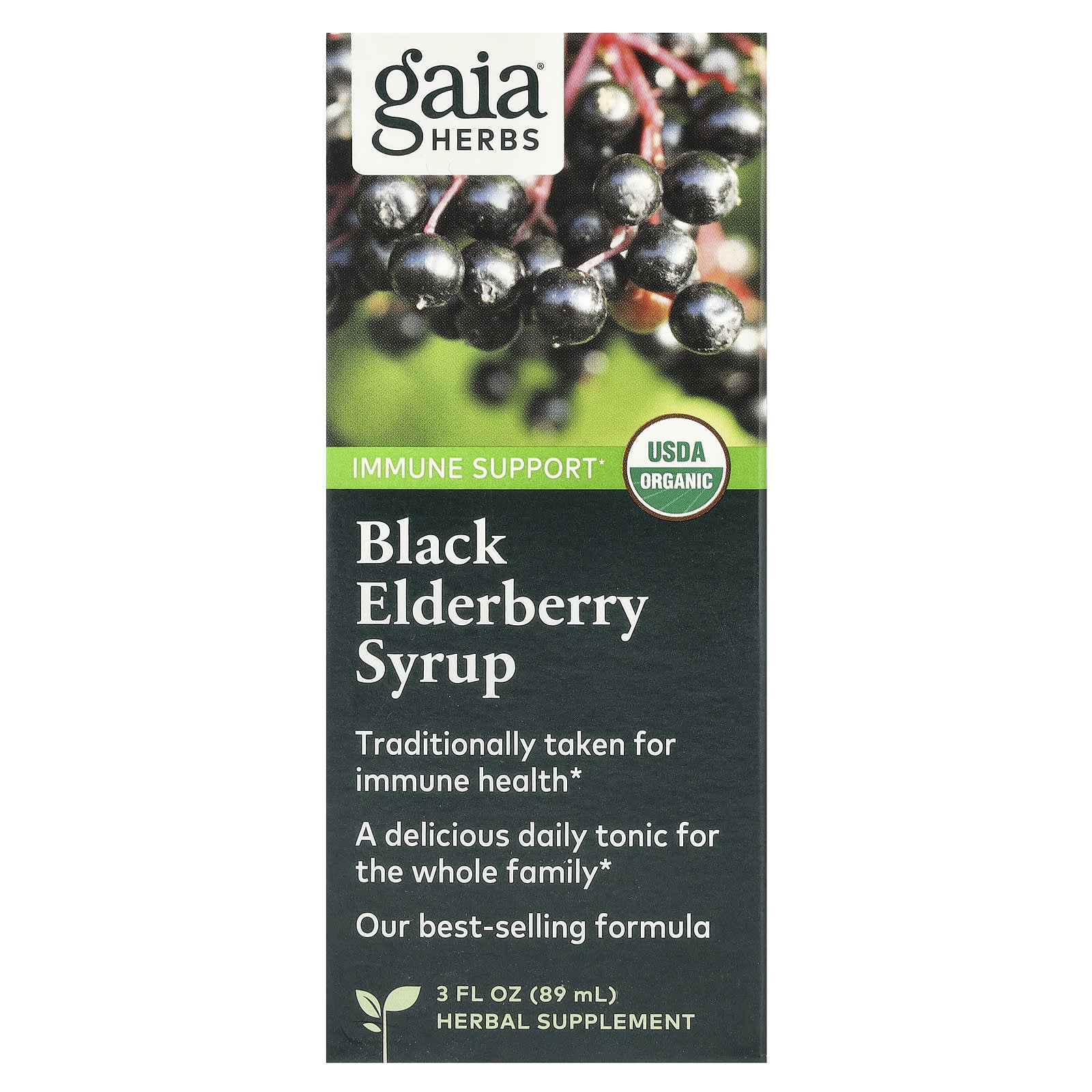 

Gaia Herbs, Black Elderberry Syrup, Immune Strength, 3 fl oz (89 ml)