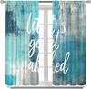 Modern Abstract Art Curtain, Turquoise Teal Painting Art Background Window Curtain for Bedroom Living Room Home 42" W X 45" L(No